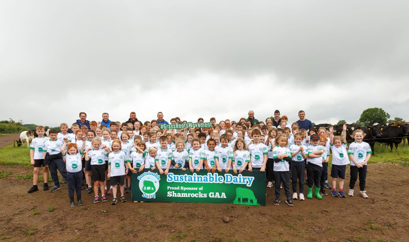 Shamrocks GAA club pictured in new team jersey, with sponsoring dairy farmers. Source: Cathal Herlihy