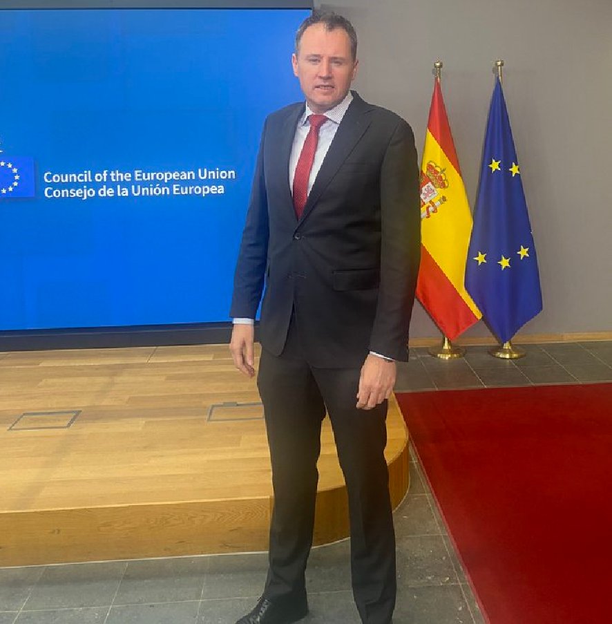 Minister for Agriculture, Food and the Marine Charlie McConalogue in Brussels today Source: @McConalogue