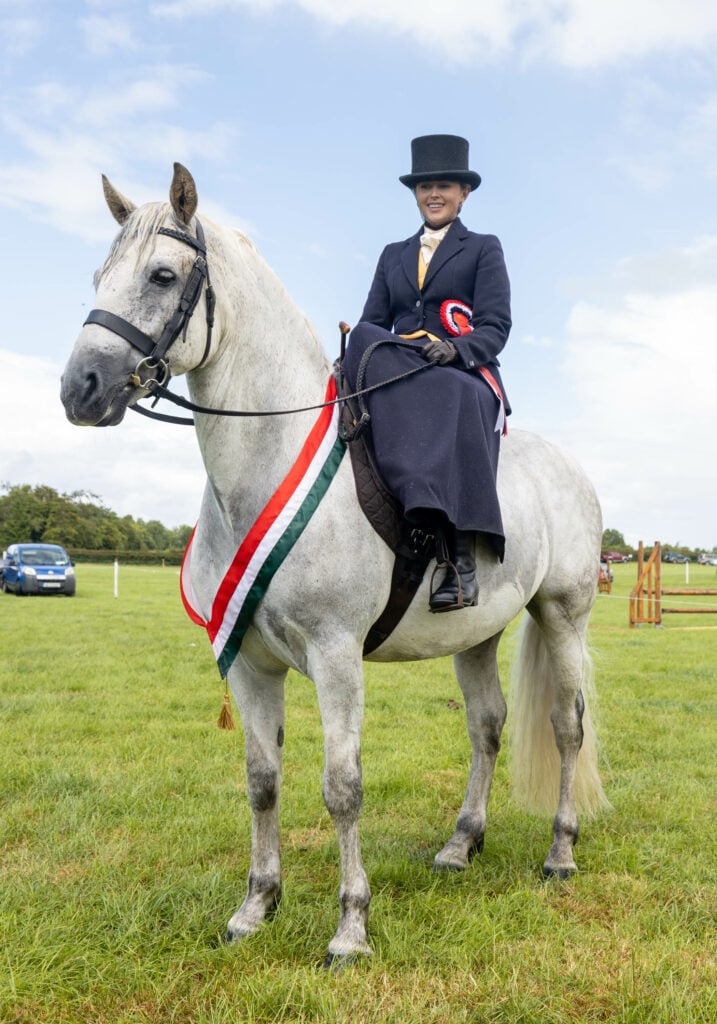 Championship winners Sorcha Meehan from Rathdowney with Mick at the Ossory Show, 2022. Image: Alf Harvey