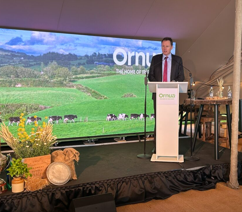 Minister Charlie McConalogue speaking at Moorepark yesterday July 4