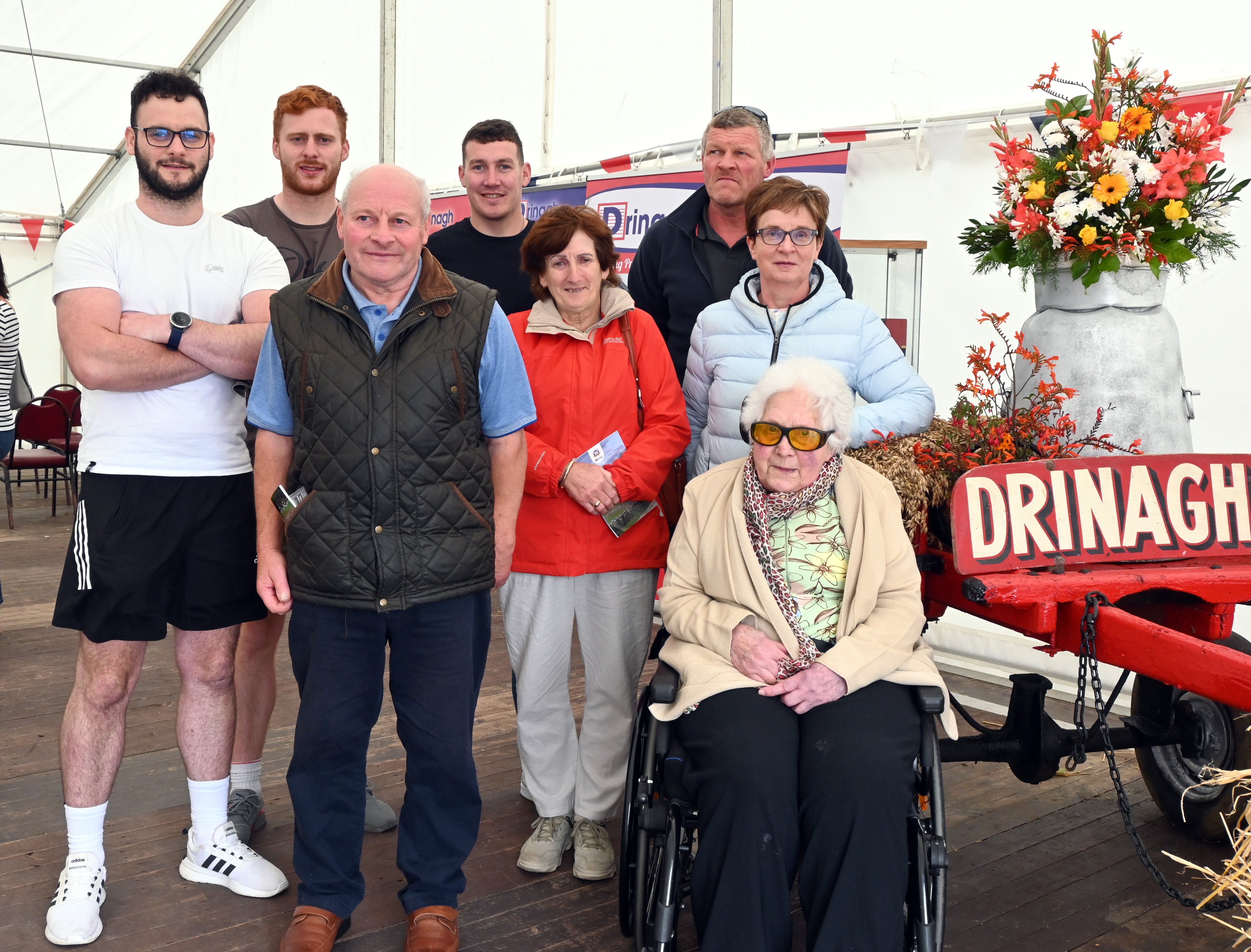 Jimmy Dullea, Kippagh, was one of the founder members of Drinagh. Pictured at the Drinagh Centenary family day were members of the extended Dullea family, including Jimmy’s daughter Teresa Dullea, at front. Back, from left, Jason McCarthy, Gearoid McCarthy, Sean McCarthy, Kenneth McCarthy. Front, Gerard McCarthy, Josie McCarthy, Eileen McCarthy and Teresa Dullea. Image: Philip O’Regan, Drinagh.