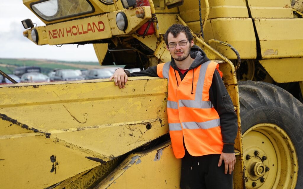 Denis Cooper of Farnanes with his New Holland 1540 from 1976, which is still in regular use