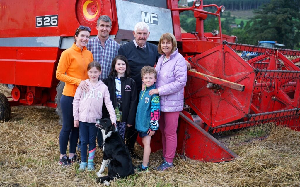 The Larkin family (l-r): Grainne; Fergal; Noel; Marion. Bottom row: Chloe; Kayla Fionn; and Pepsi the dog