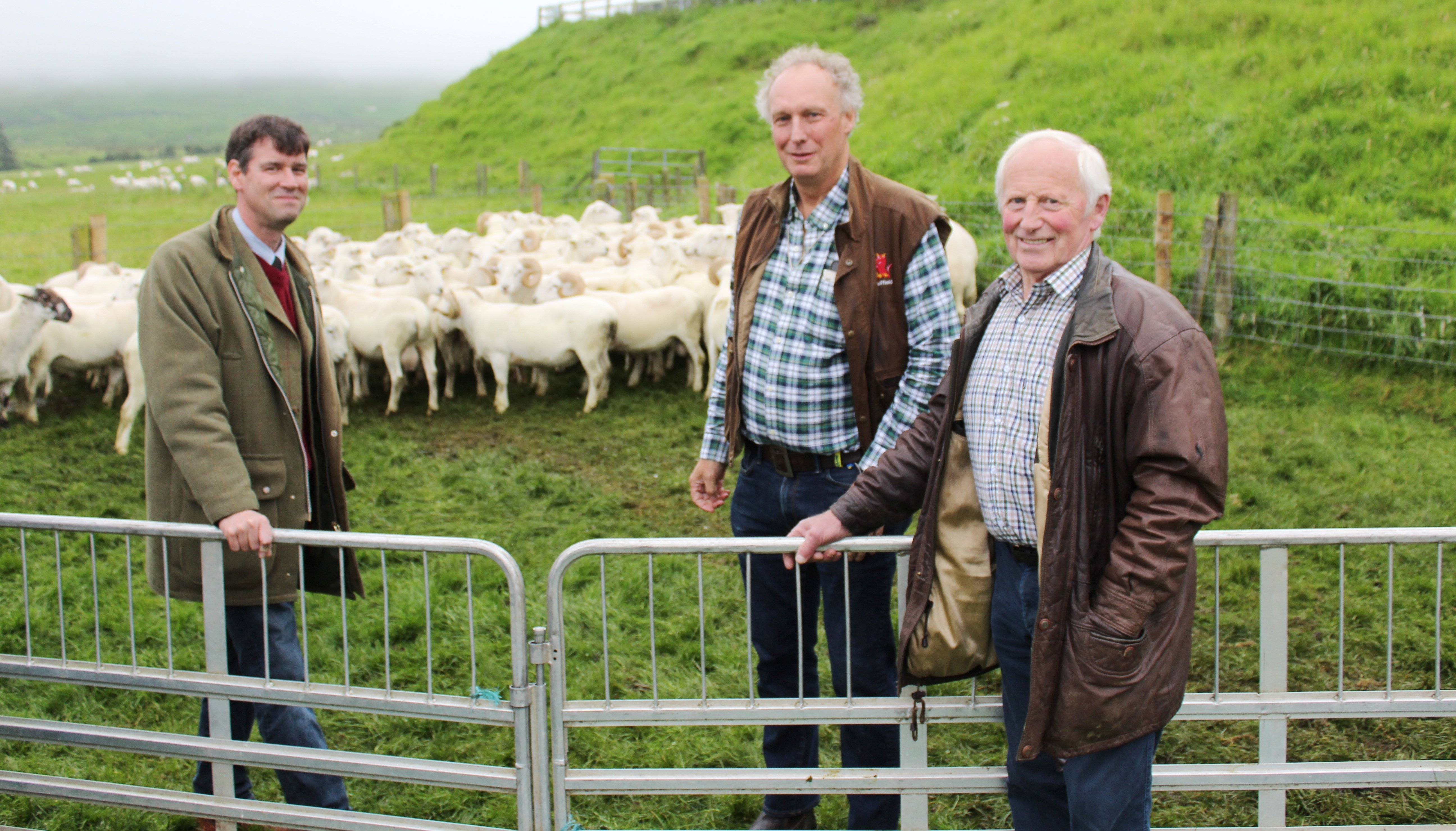EasyCare open evning host Campbell Tweed (centre) with Signet Recording's Sam Boon left and Sinclair Armstrong, from Tempo in Co. Fermanagh
