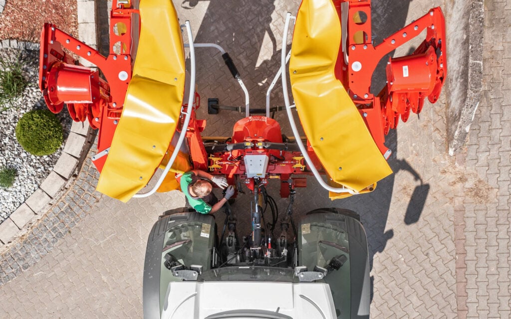 The mower combinations are designed to keep their weight close to the rear of the tractor