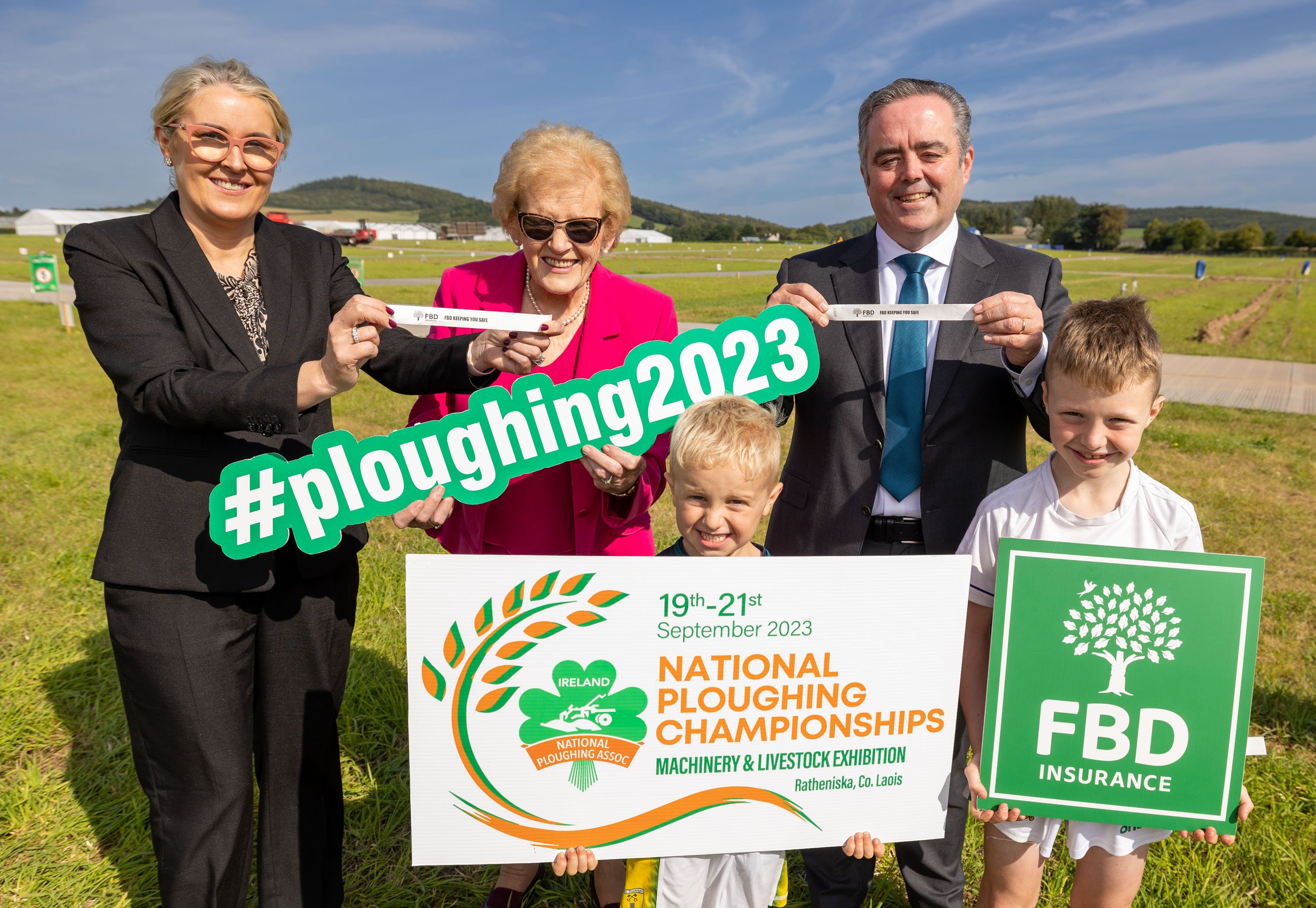 L-r: FBD head of sales for Munster, Maureen O’Meara; NPA managing director, Anna May McHugh; and FBD CEO Tomás ÓMidheach with Eóin and Michael Quigley. Image Source: Alf Harvey