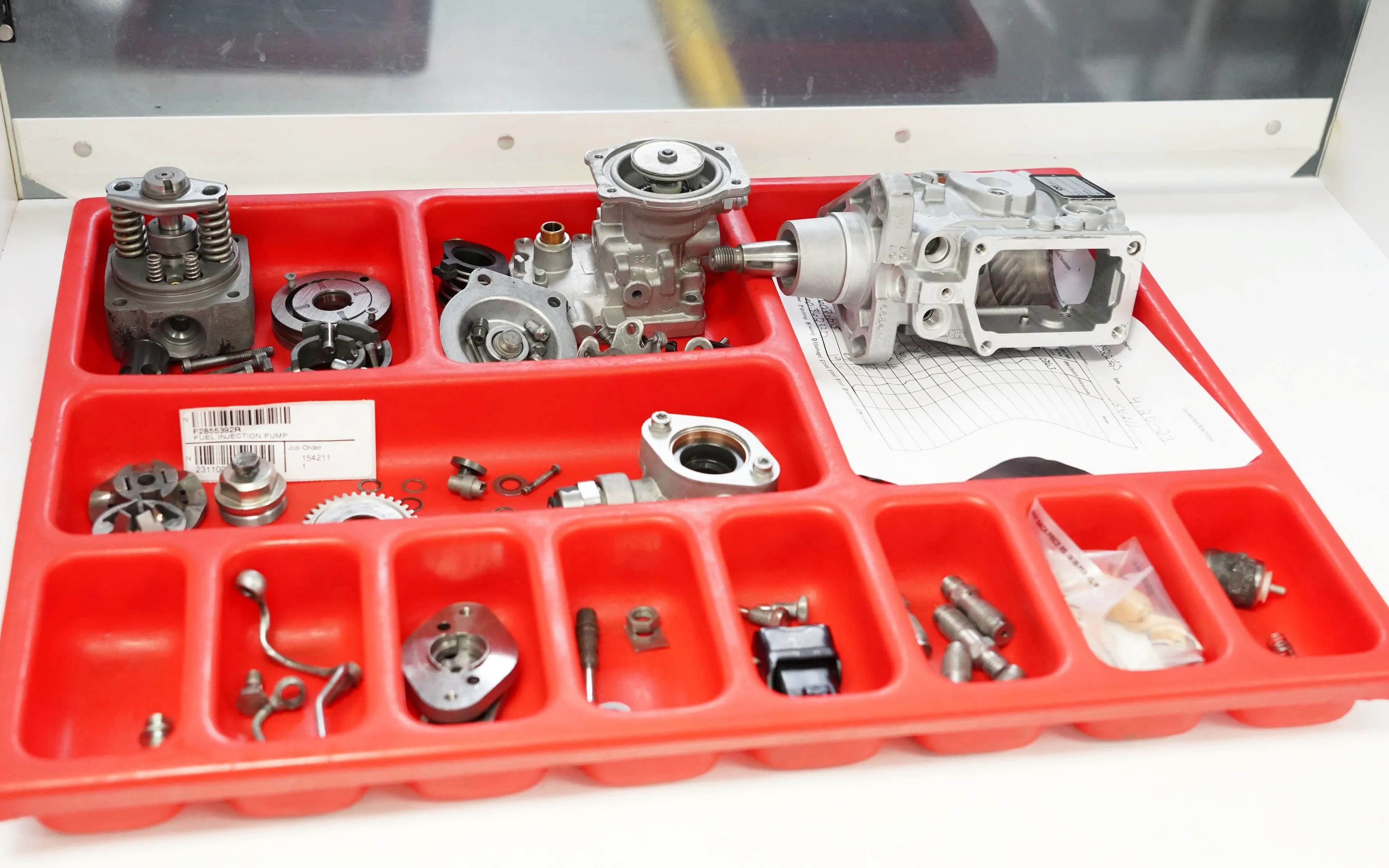 All the engine components are stripped down and cleaned before reassembly