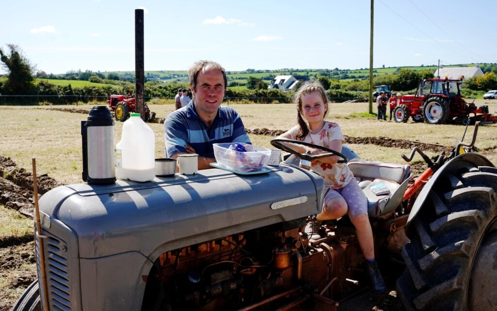 Ger and Helen Collins of Rossmore, Co, Cork, take a break from the match ploughing
