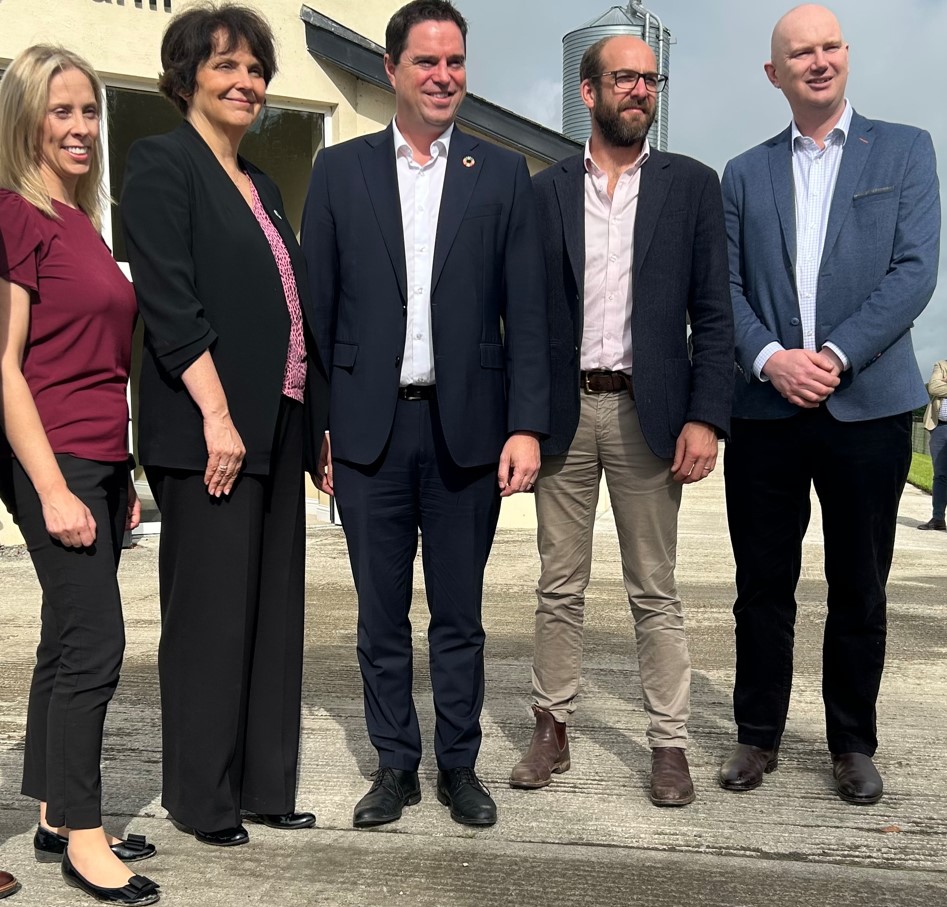 Prof. Karina Pierce, UCD, Prof Orla Feely, UCD, Minister Martin Heydon, Hugh Martineau, Map of Ag and Padraig Hennessy CEO Terra NutriTECH at Lyons Farm