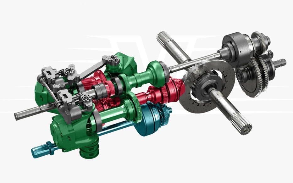 The transmission is tuned to maximise mechanical drive at 28km/h when in the lower range