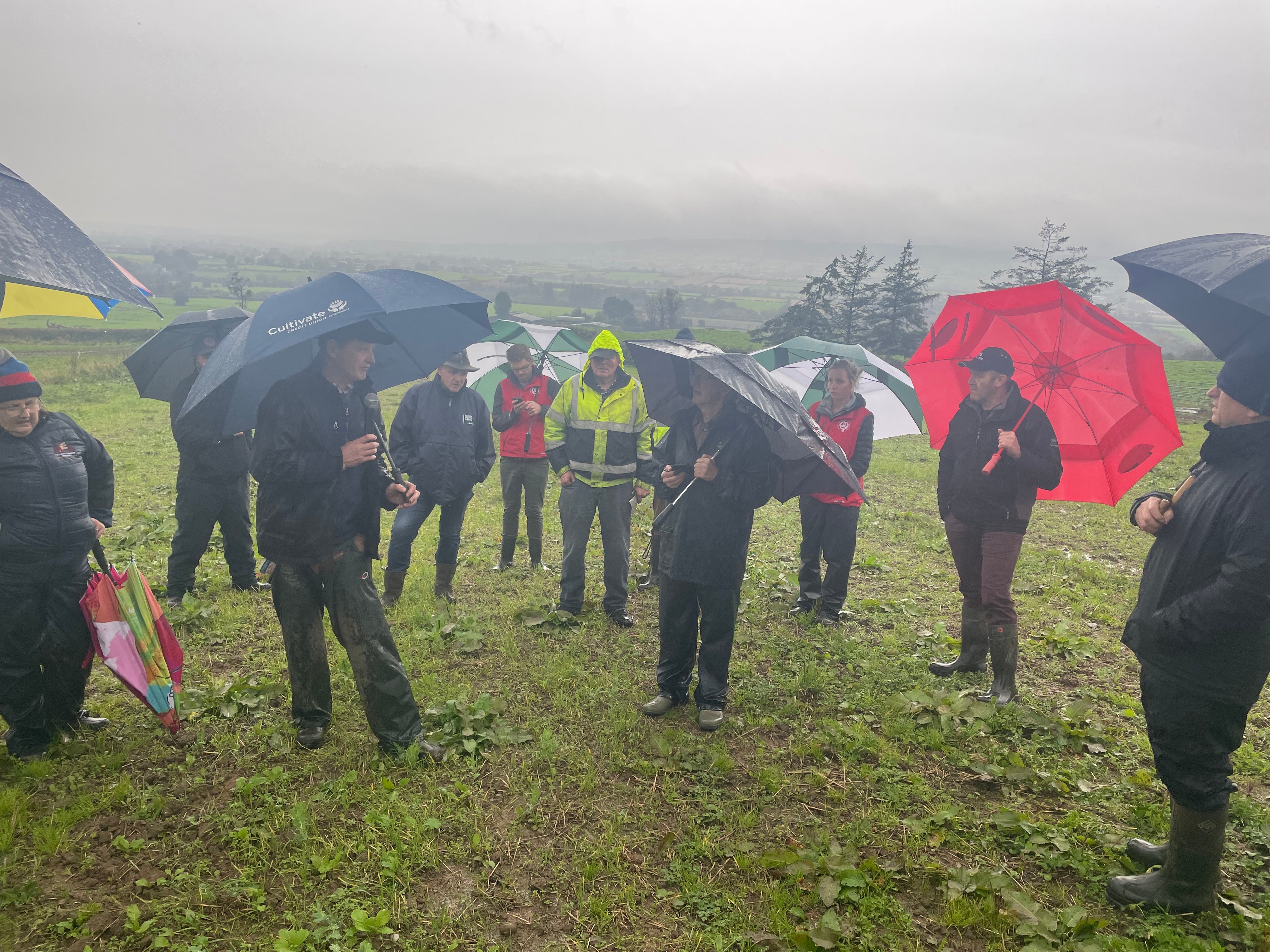 Host farmer Tom Dunne speaking at the farm walk