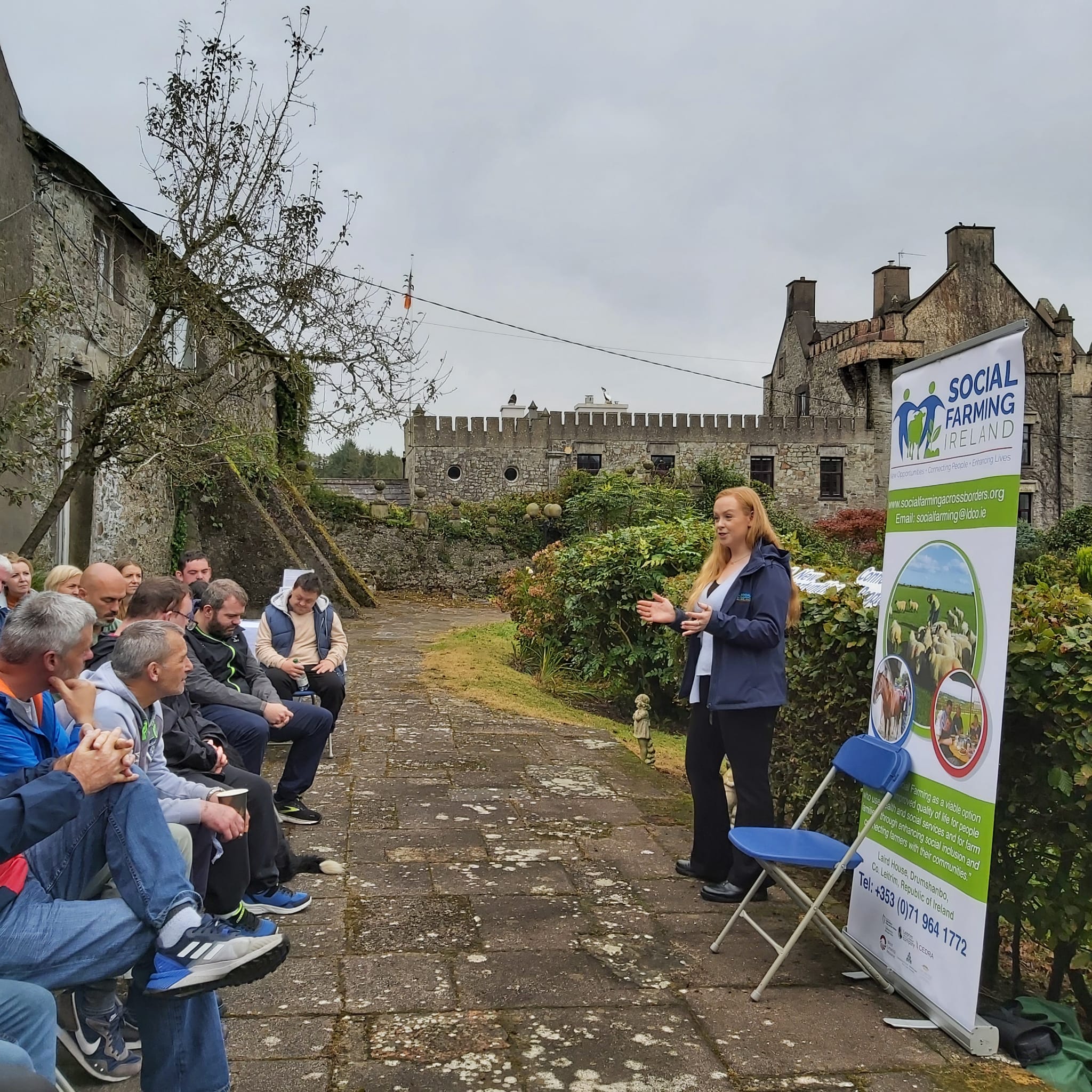 SoFI regional development officer, Eadaoin O'Connell addresses the crowd at Louise O'Mahony's farm near Carrigaline