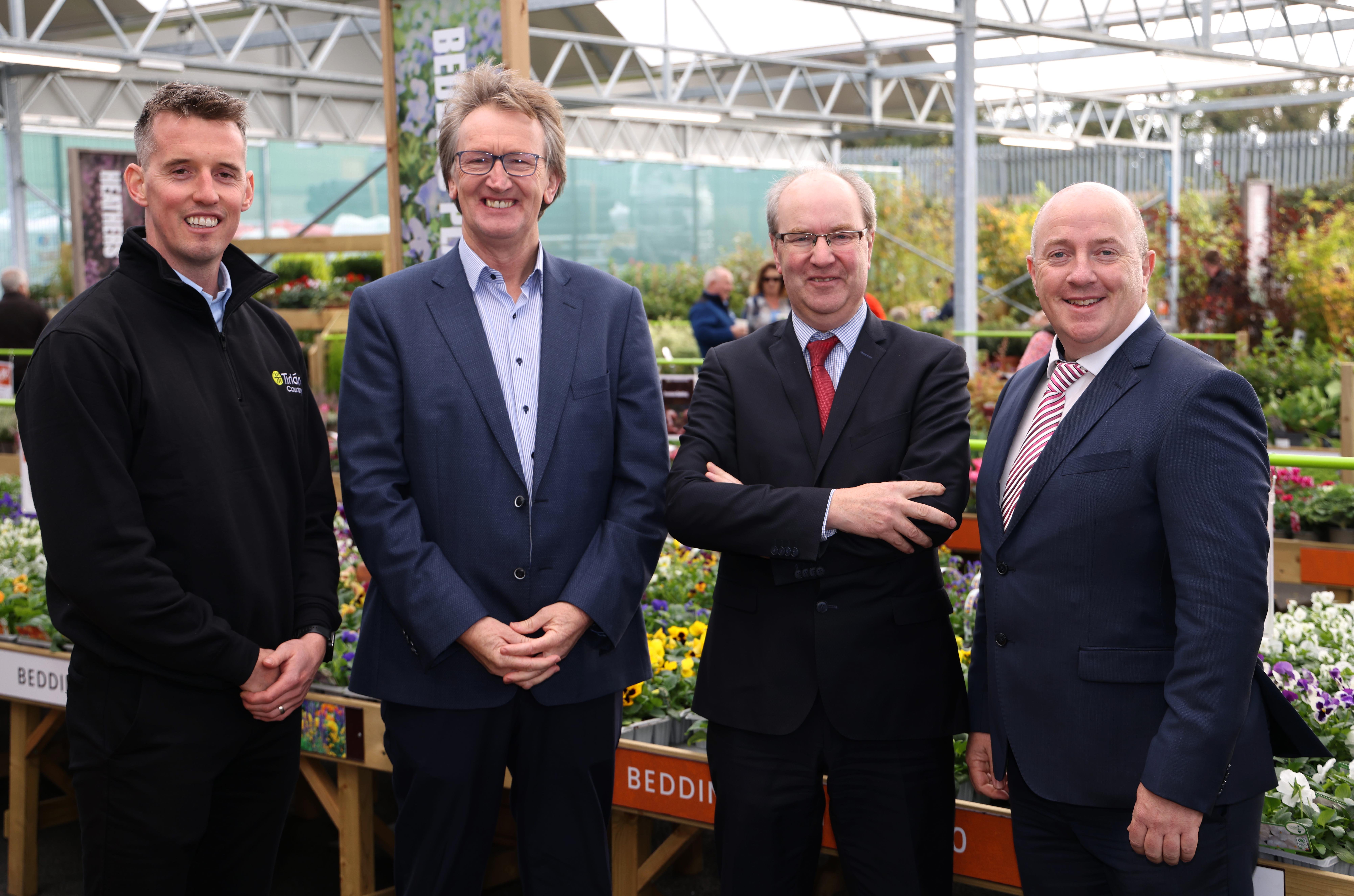 L to r: Store manager, Darren Kelly; Chairperson of Tirlán, John Murphy; Chief ingredients and agri officer, Sean Molloy; and Head of retail, Senan Foley Source: Damien Eagers