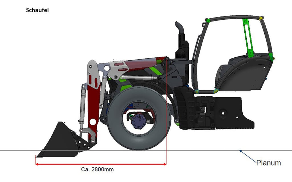 The new front-end loader from Stoll can extend the bucket or grab 1m forward