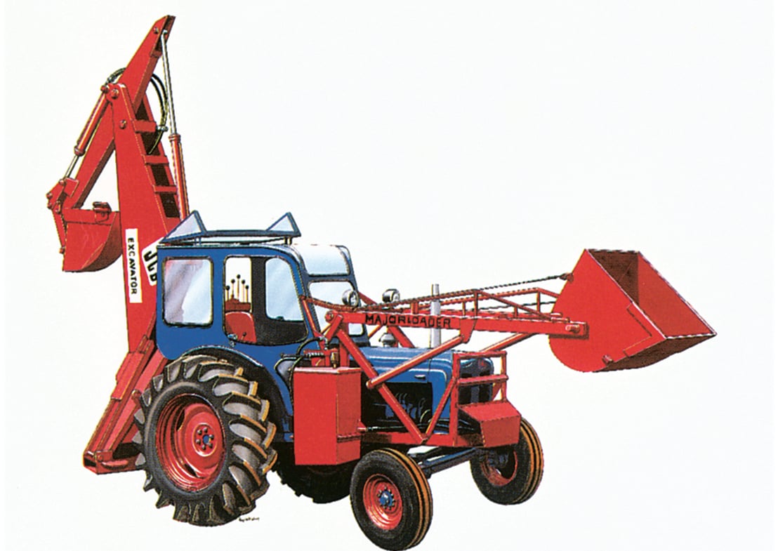 A Fordson major provided the base upon which JCB fitted its digging and loading attachments