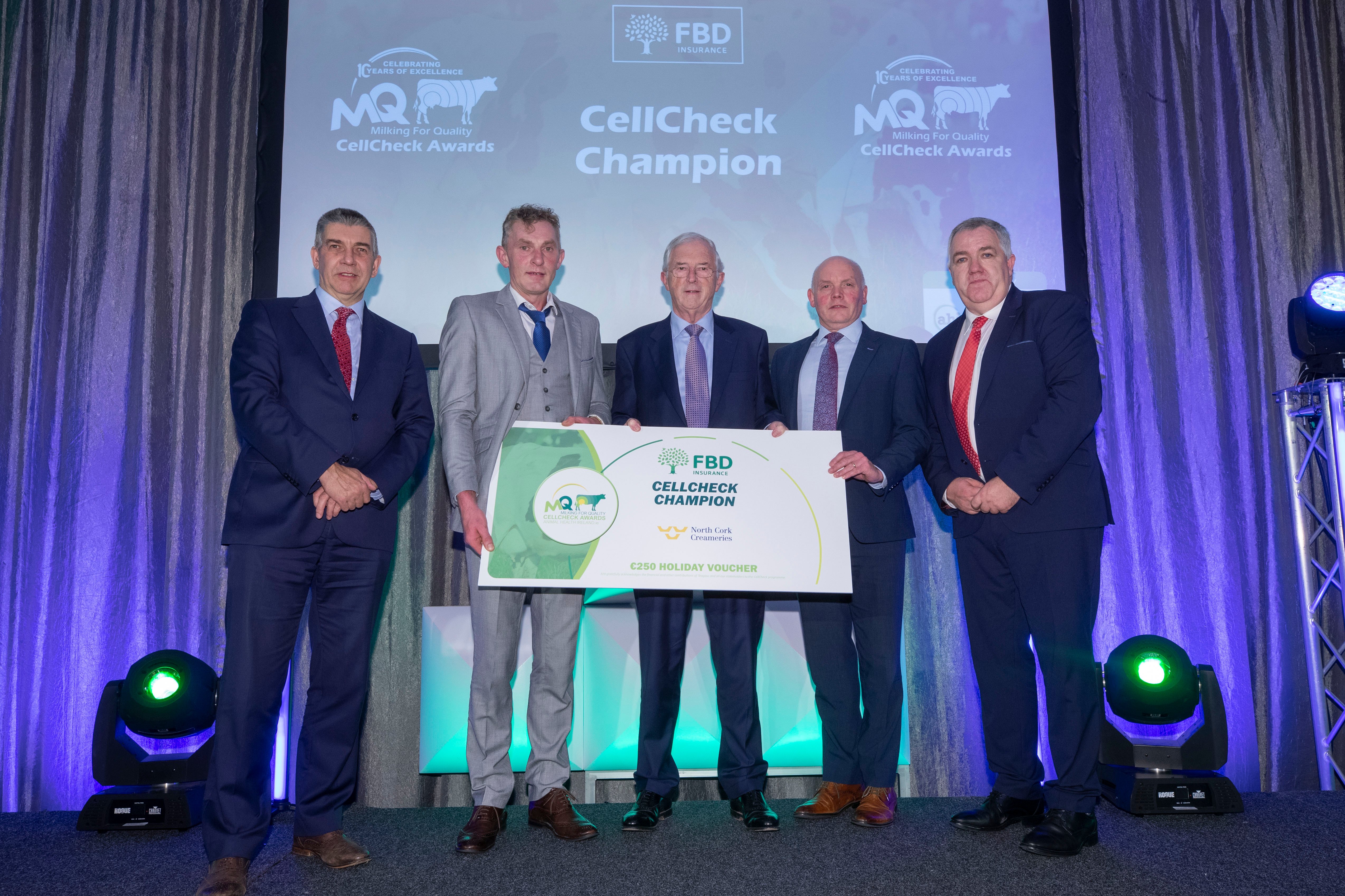 David Graham, chief executive AHI, Donald Sweeney, one of the 18 CellCheck champions, Michael Berkery, chair FBD Trust, Pat Sheahan, chief executive North Cork Creameries and James Lynch, chair AHI