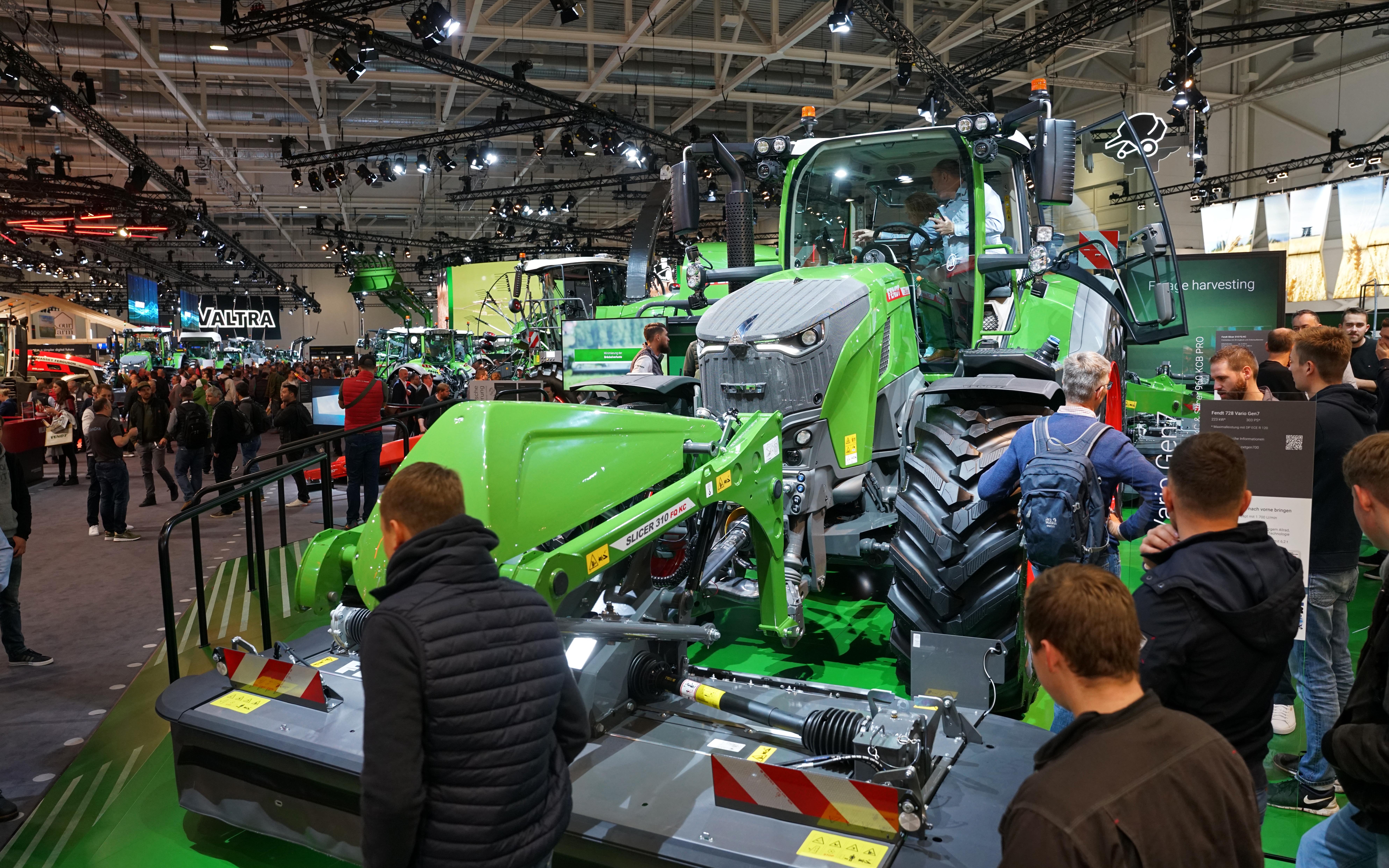 The Fendt stand featured a whole array of tractors, harvesters and implements.