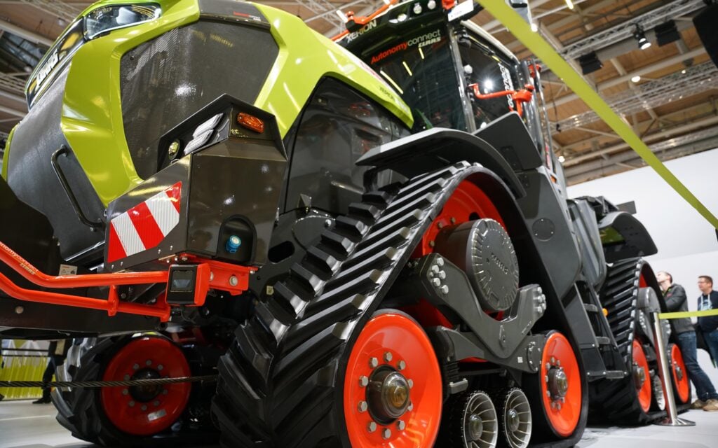 The Claas Terra Trac has been developed to be able to cope with long hours of high speed running on the road