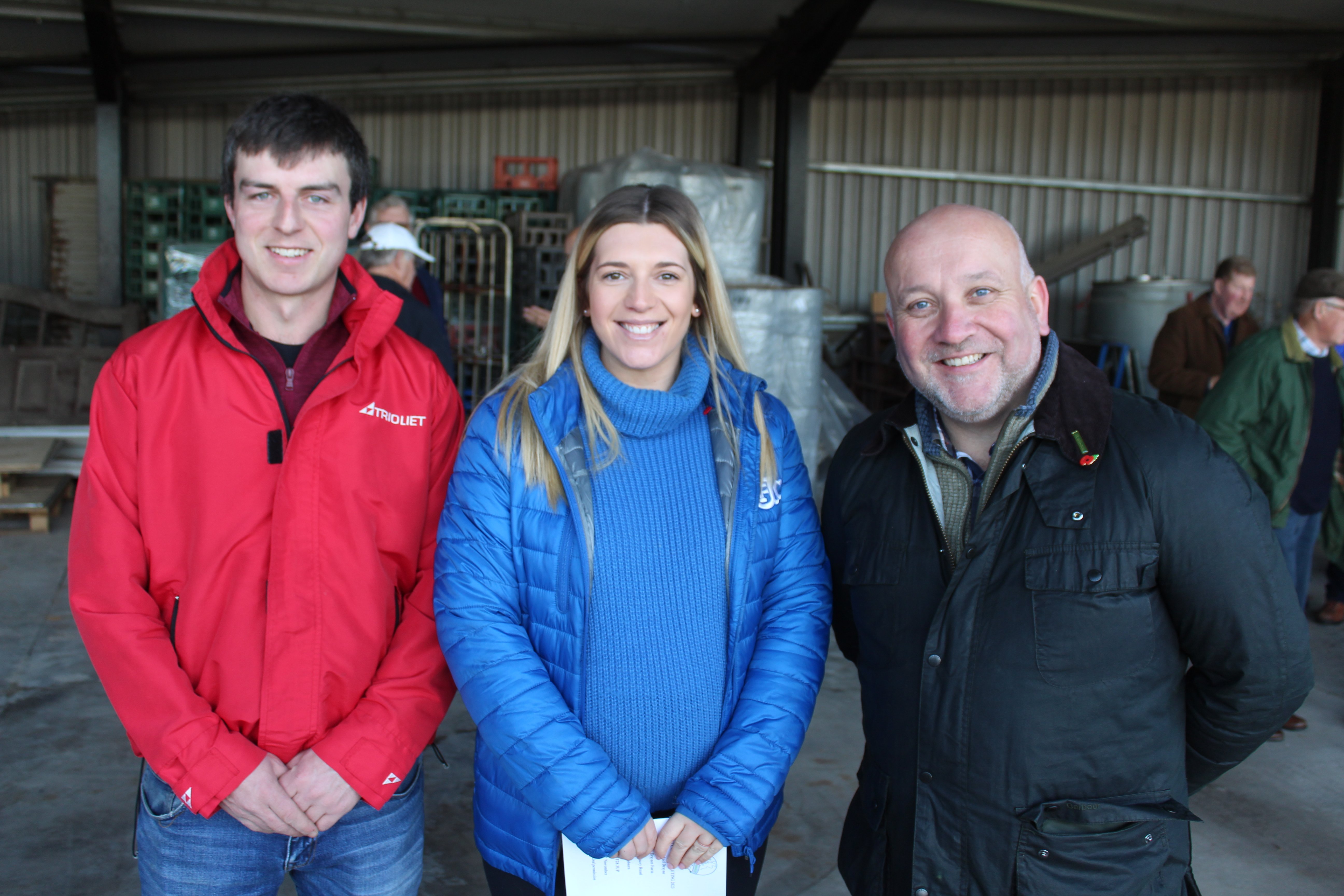 Enjoying their visit to Draynes Farm: Jack and Lynne Johnston, Ahoghill; David Linton, Ulster Grassland Society president