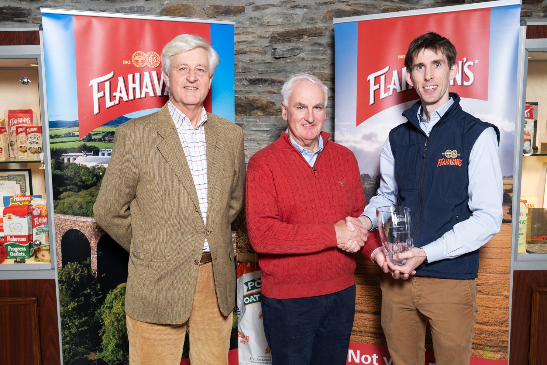 L-r: Winners, David Keane; John Collins; with Johnny Flahavan