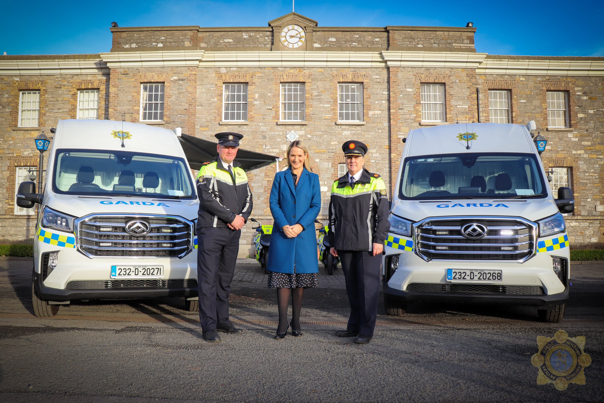 Superintendent Sean Fallon, Minister for Justice Helen McEntee, and assistant commissioner for roads policing and community engagement, Paula Hilman. Photo source: An Garda Síochana