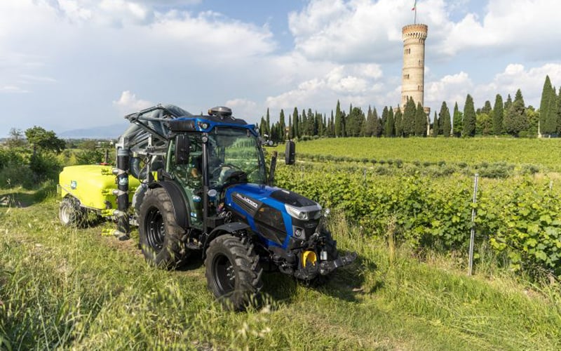 The Landini Rex4-120 is a tractor suited for vineyards and fruit growers