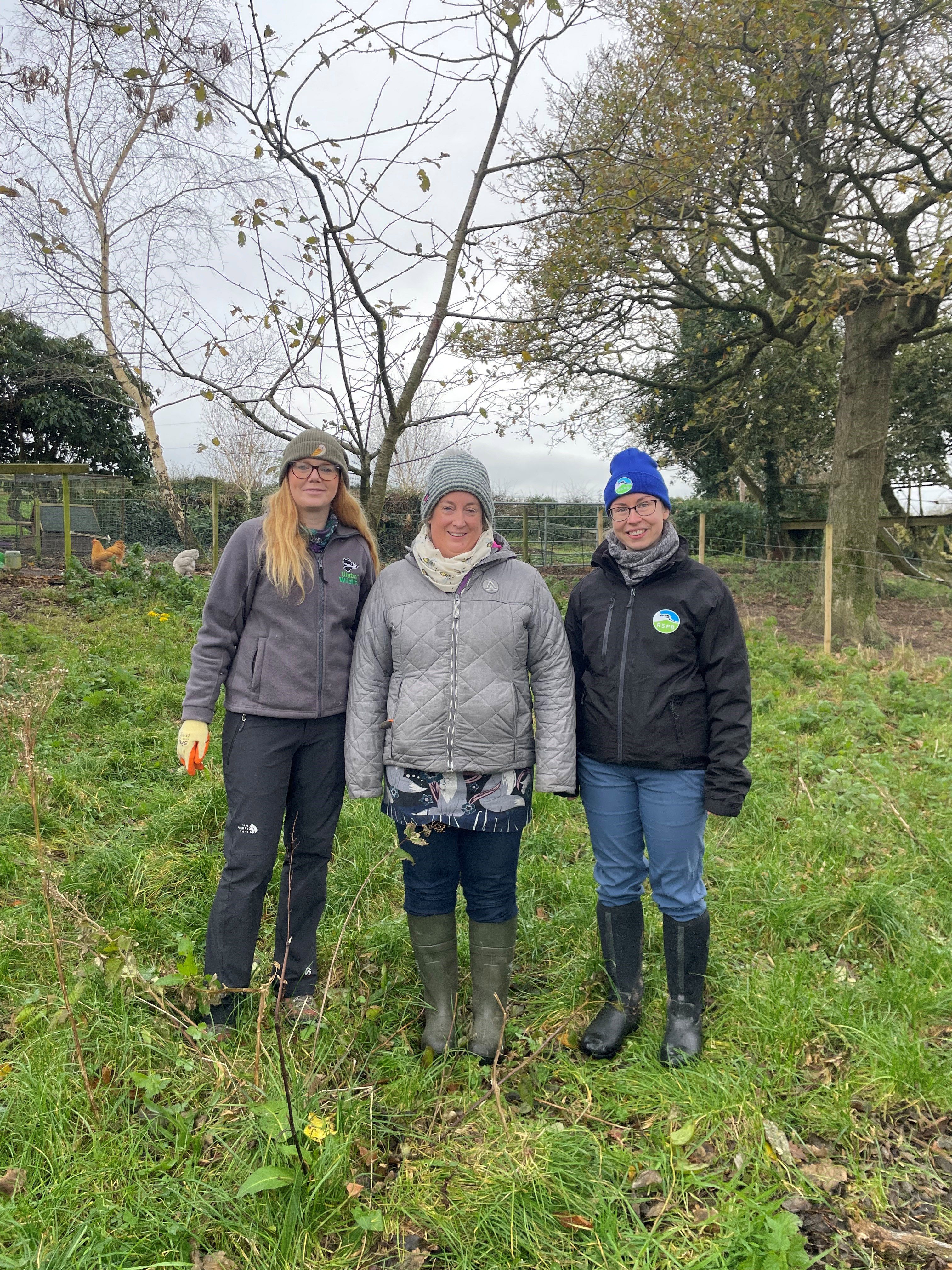 Katy Bell, Ulster Wildlife, Dawn Stocking, Ballycruttle Farm and Michelle Duggan RSPB NI Source: Ulster Wildlife