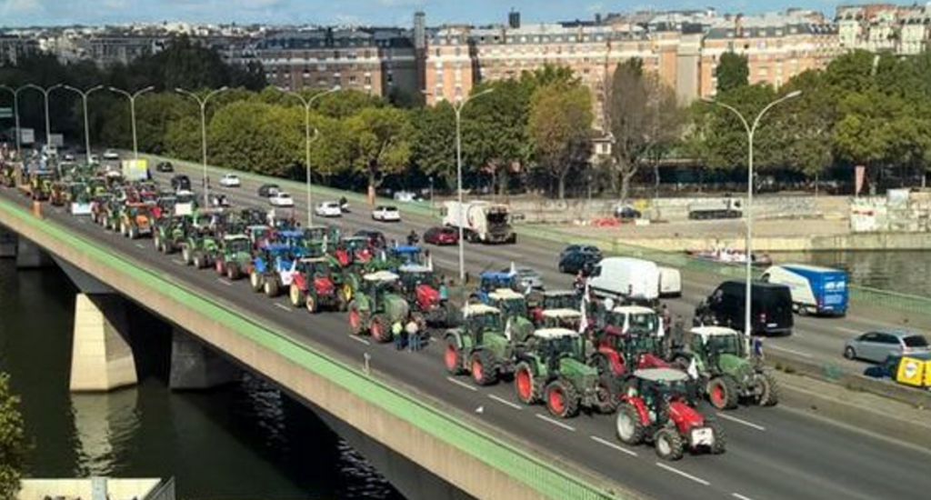 French farmer protest. Source: Marc Jalabert via X