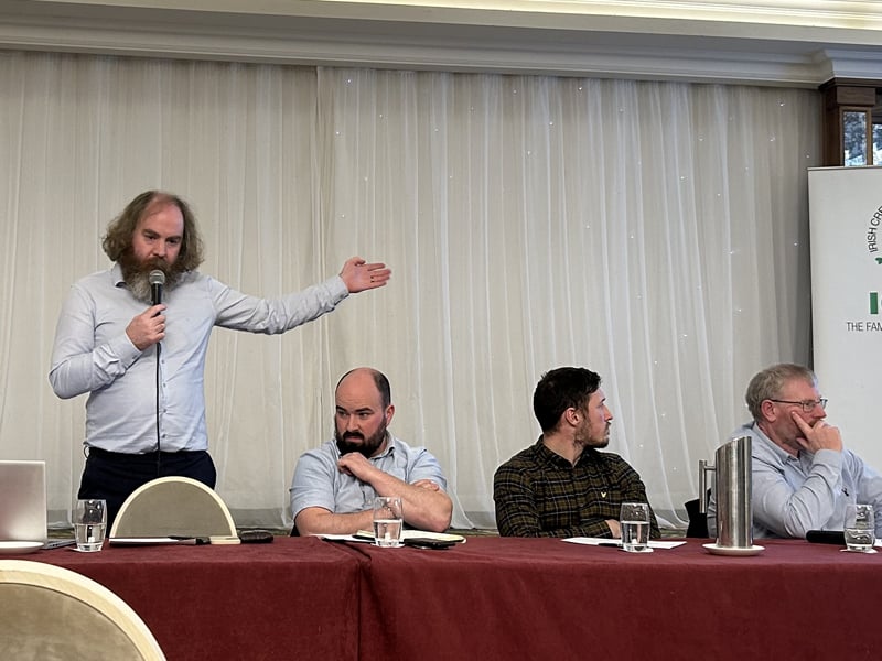 Dr. Joe Patton speaking at the ICMSA event in Cavan