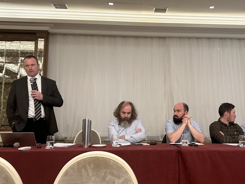 ICMSA president Denis Drennan speaking at the event in Cavan