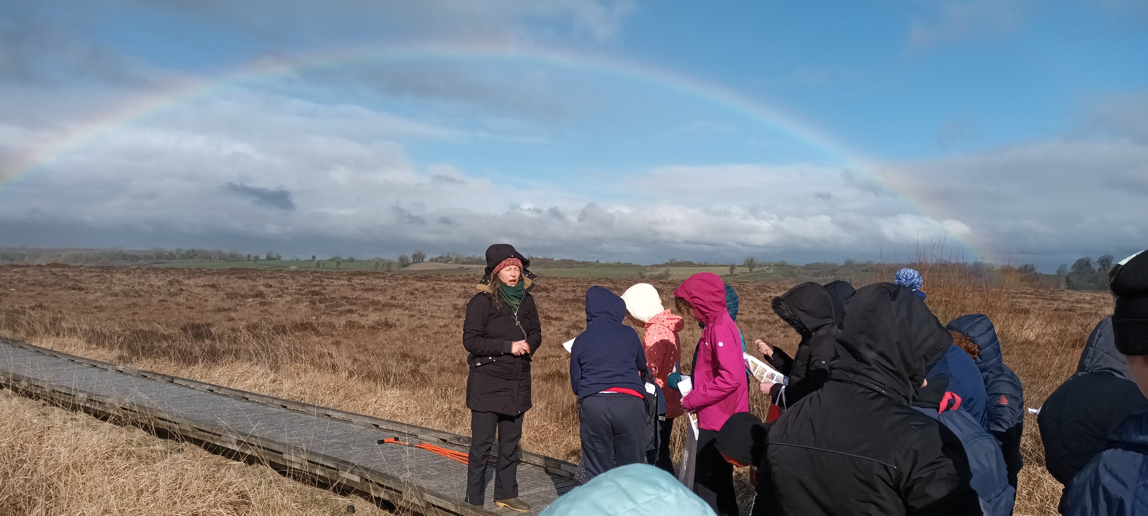 Students on a field trip to Clara Bog boardwalk. Source: FarmPEAT