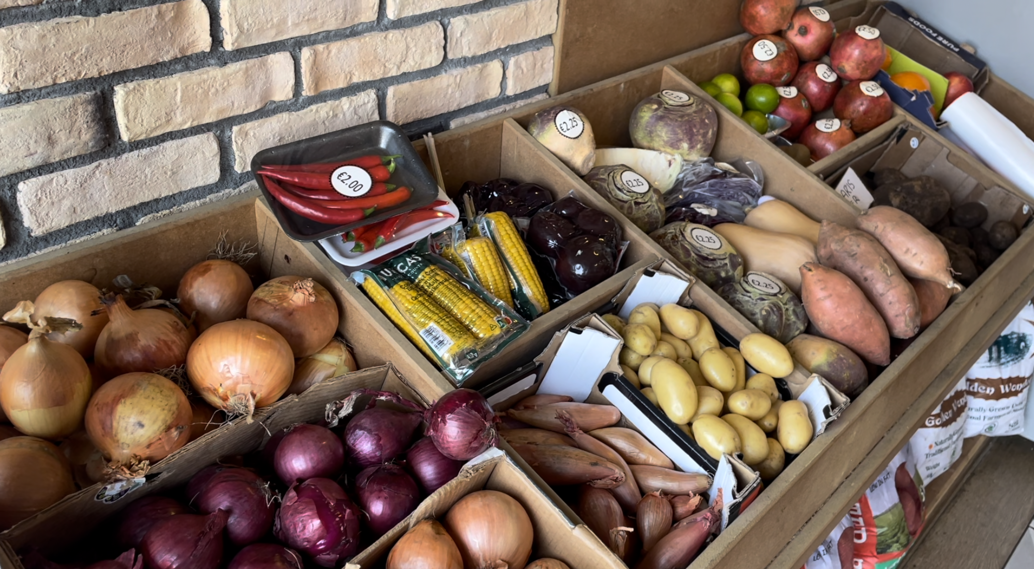 The butcher shop also sells a range of fresh vegetables