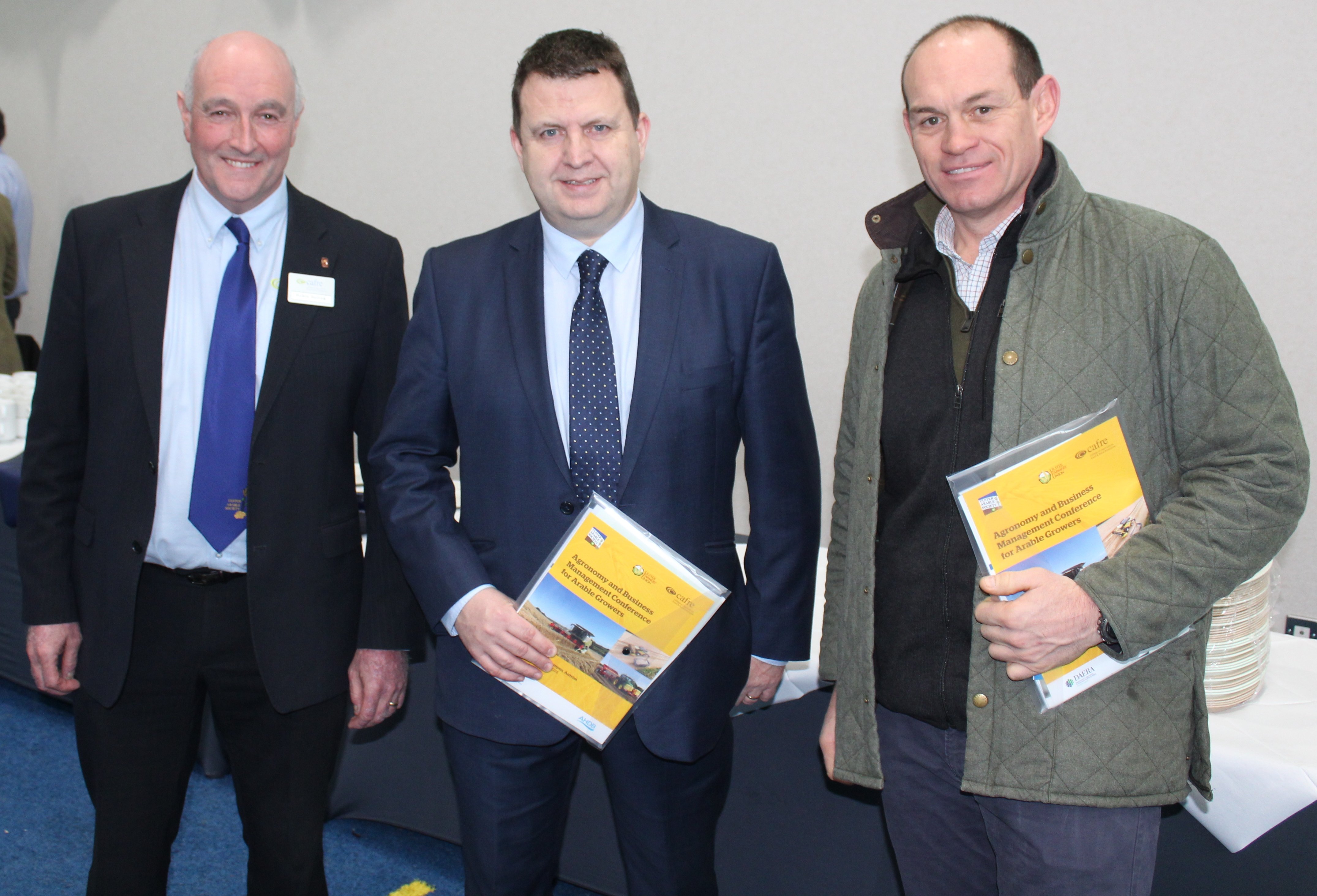 Pictured at the UAS conference (l-r): UAS' Robin Bolton; Fane Valley's Jonathan Dunn; and  ARCZero project's Rory Best.