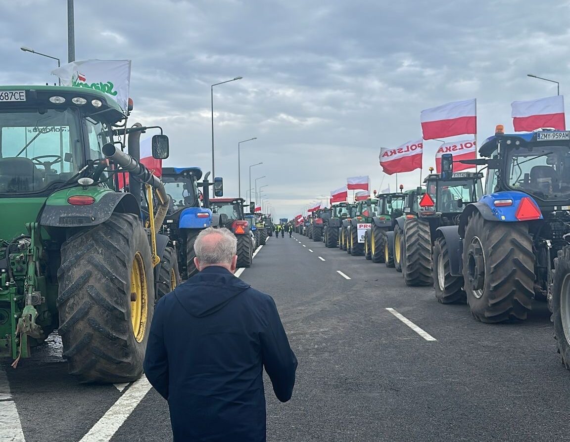 EU Agriculture Commissioner Janusz Wojciechowski at a recent protest in Poland. Source: Janusz Wojciechowski, X