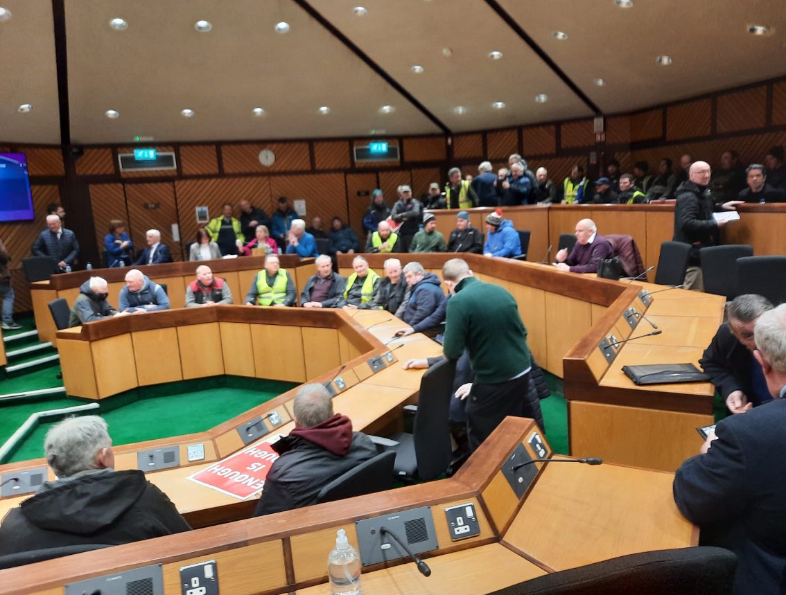 Farmers in the Laois County Council chamber. Image Source: IFA on X/Twitter