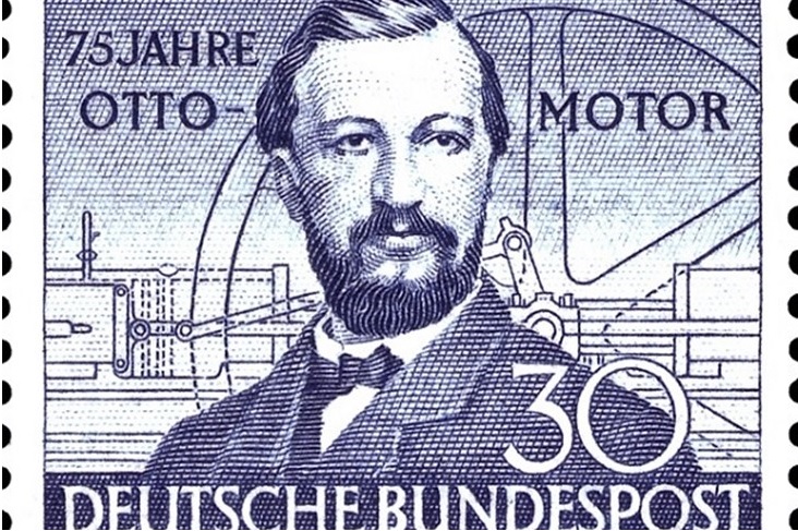 Nicolaus Otto as portrayed on a German postage stamp