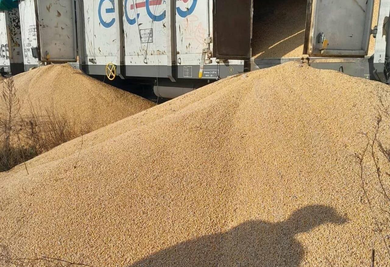 160t of Ukrainian grain spilled onto railway tracks in Poland. Source: Oleksandr Kubrakov, X