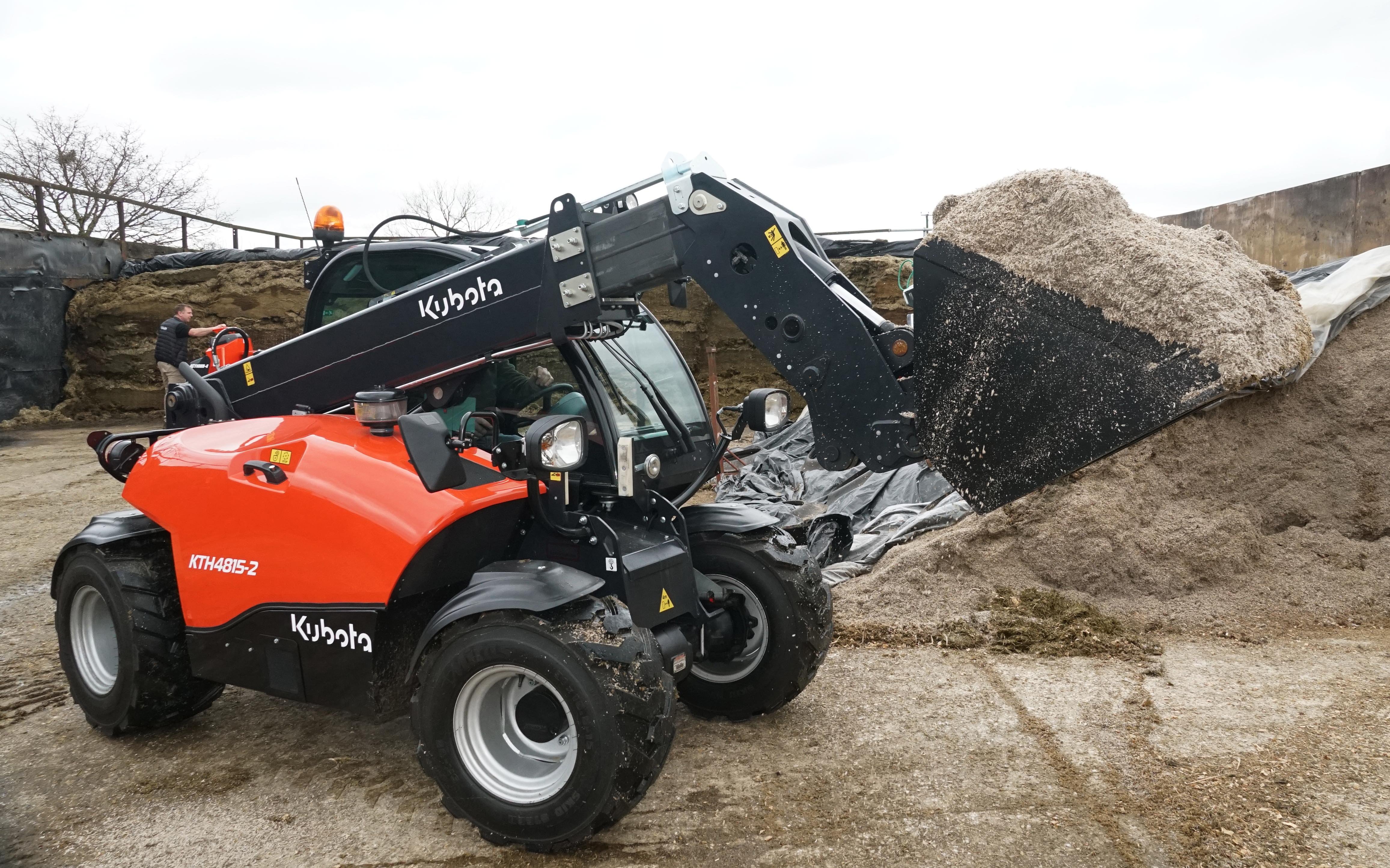 Filling feeder wagons is one of the roles envisaged for the Kubota KTH4815-2