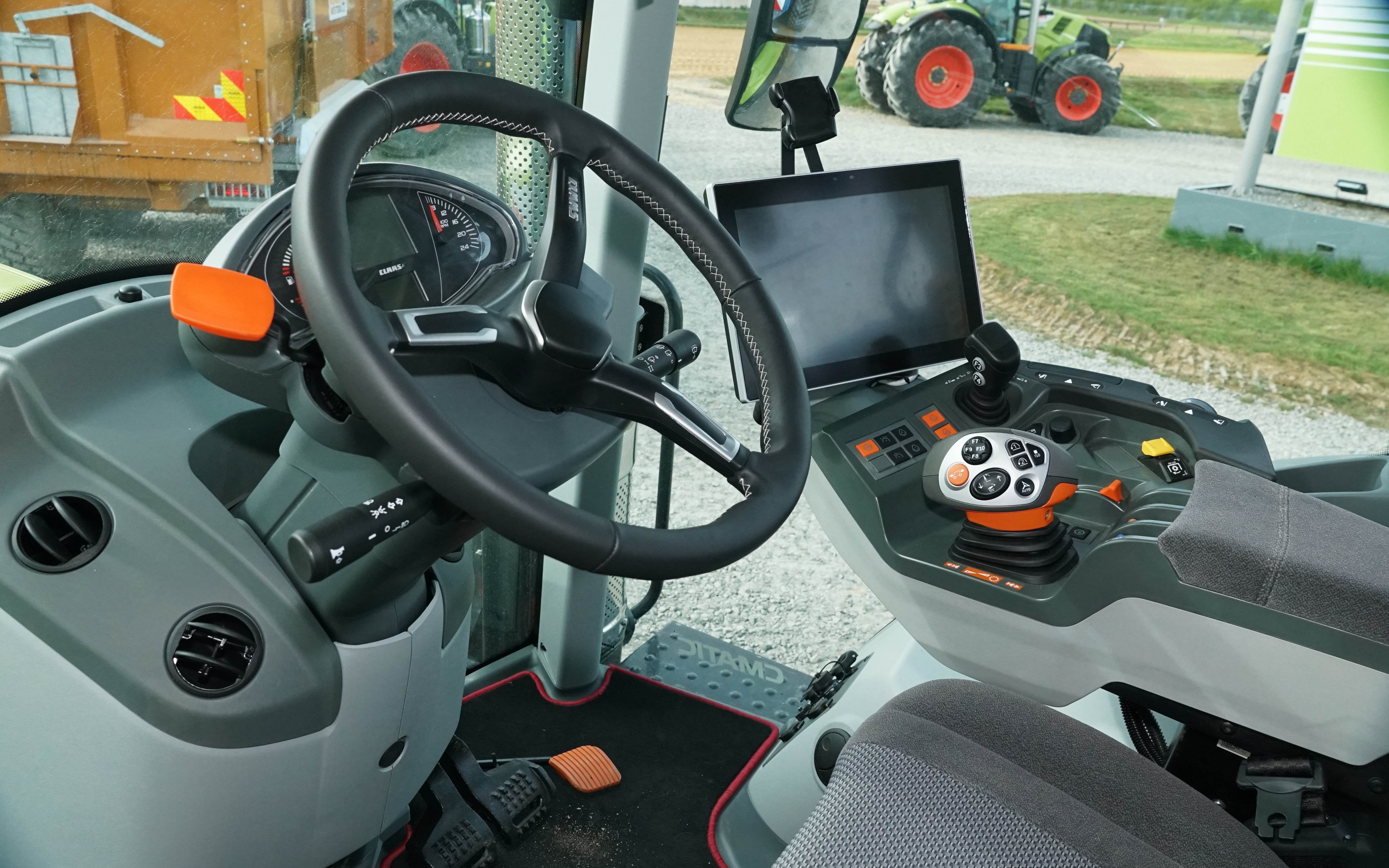 Interior of the Claas Arion 660 at the test track
