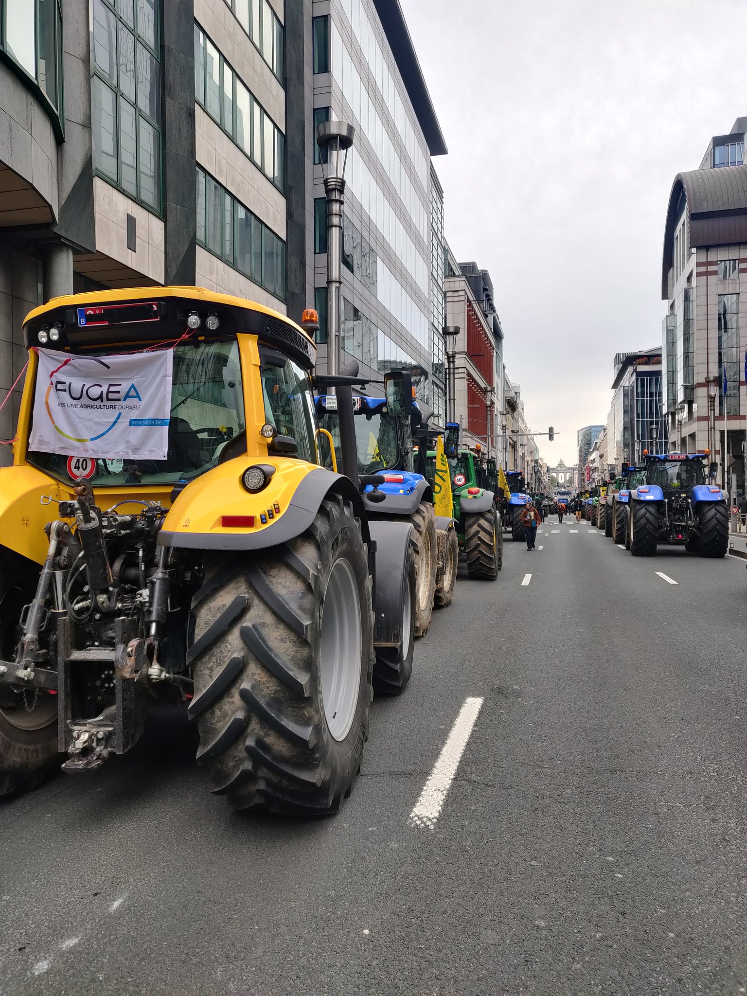 Farmers protesting in Brussels. Image Source: FUGEA via X/Twitter