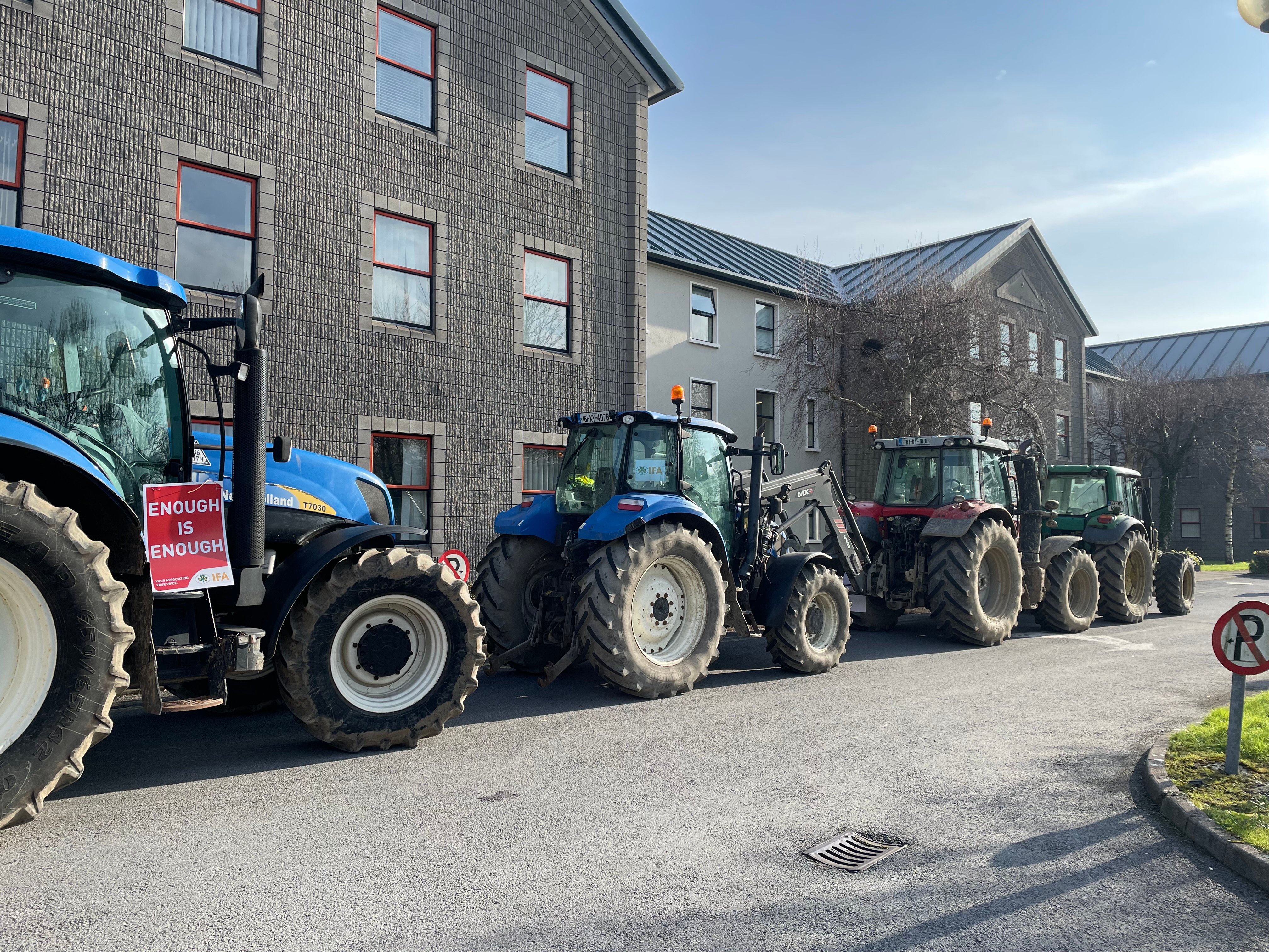 Tractors parked outside Kerry County Council offices in Tralee