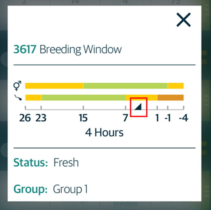 The SenseHub Breeding Window guides the user to the optimum time to inseminate with sexed semen or conventional semen