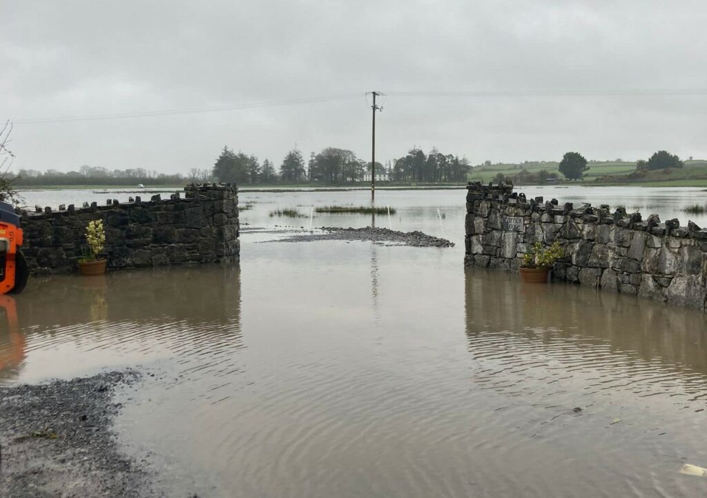 Homes evacuated and roads closed at Lough Funshinagh early last year. Source: Lough Funshinagh Flood Crisis