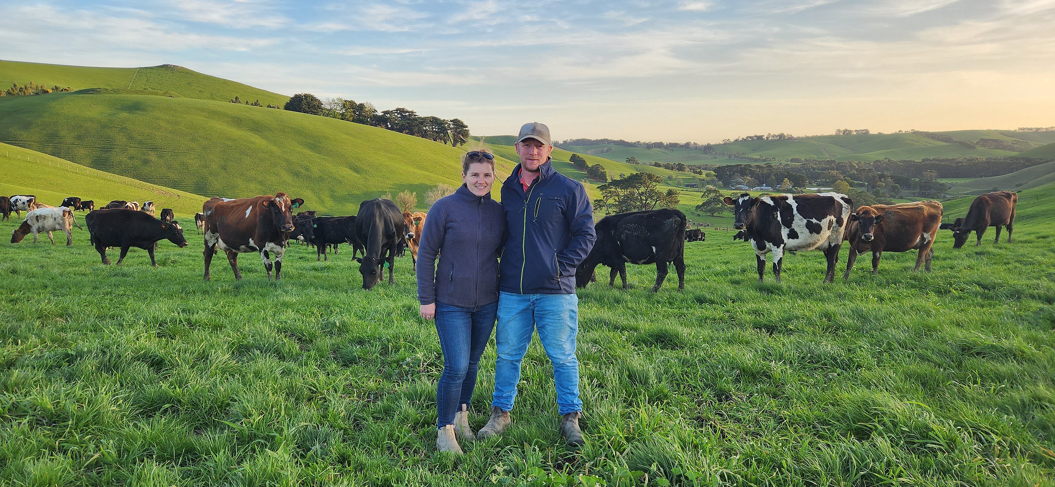 Brian Corr and partner Myrid Bartlett on their new farm at Moyarra, Victoria
