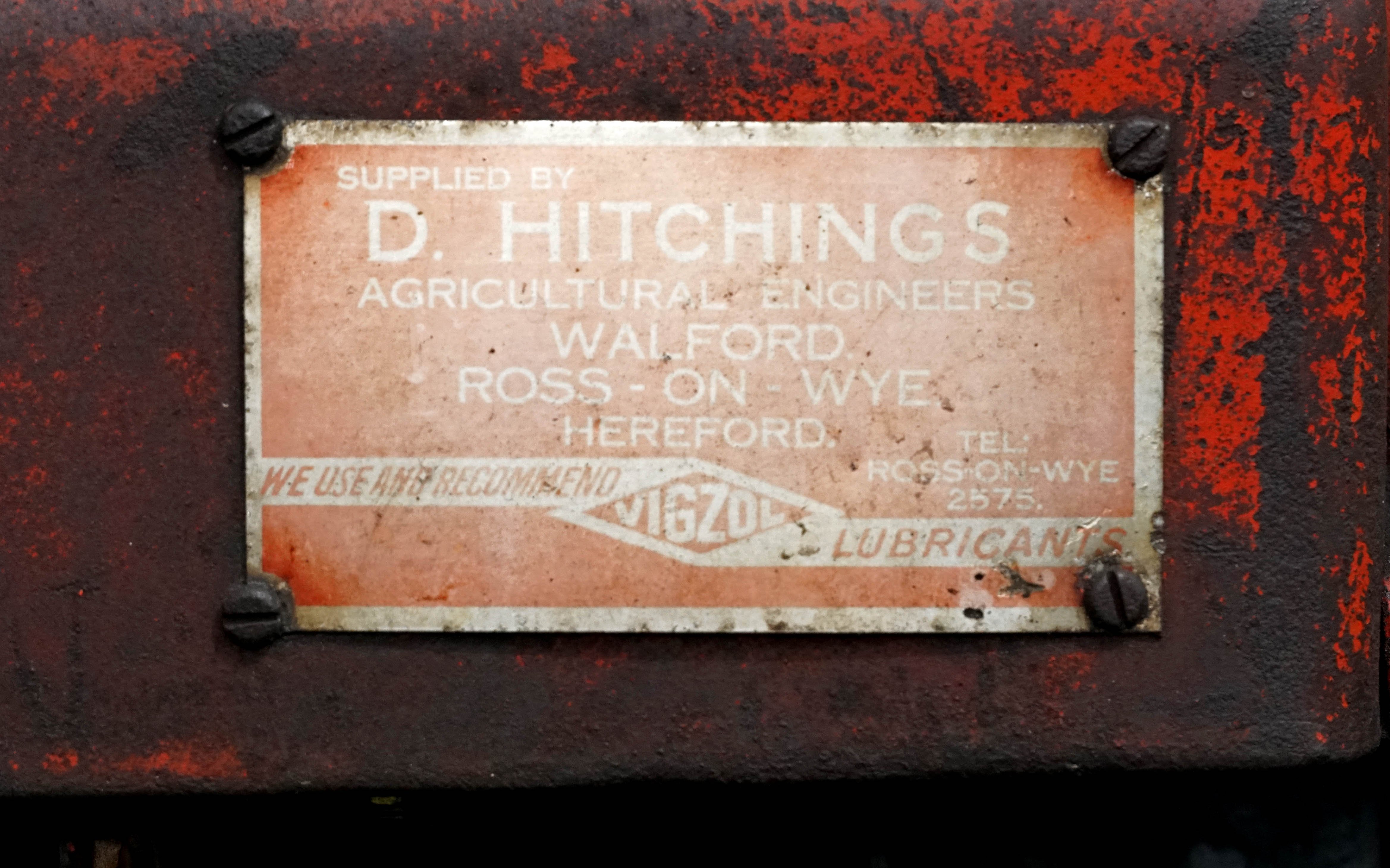 The original dealers plate is still attached to the Nuffield which will return to the village where it was first sold 72-years-ago