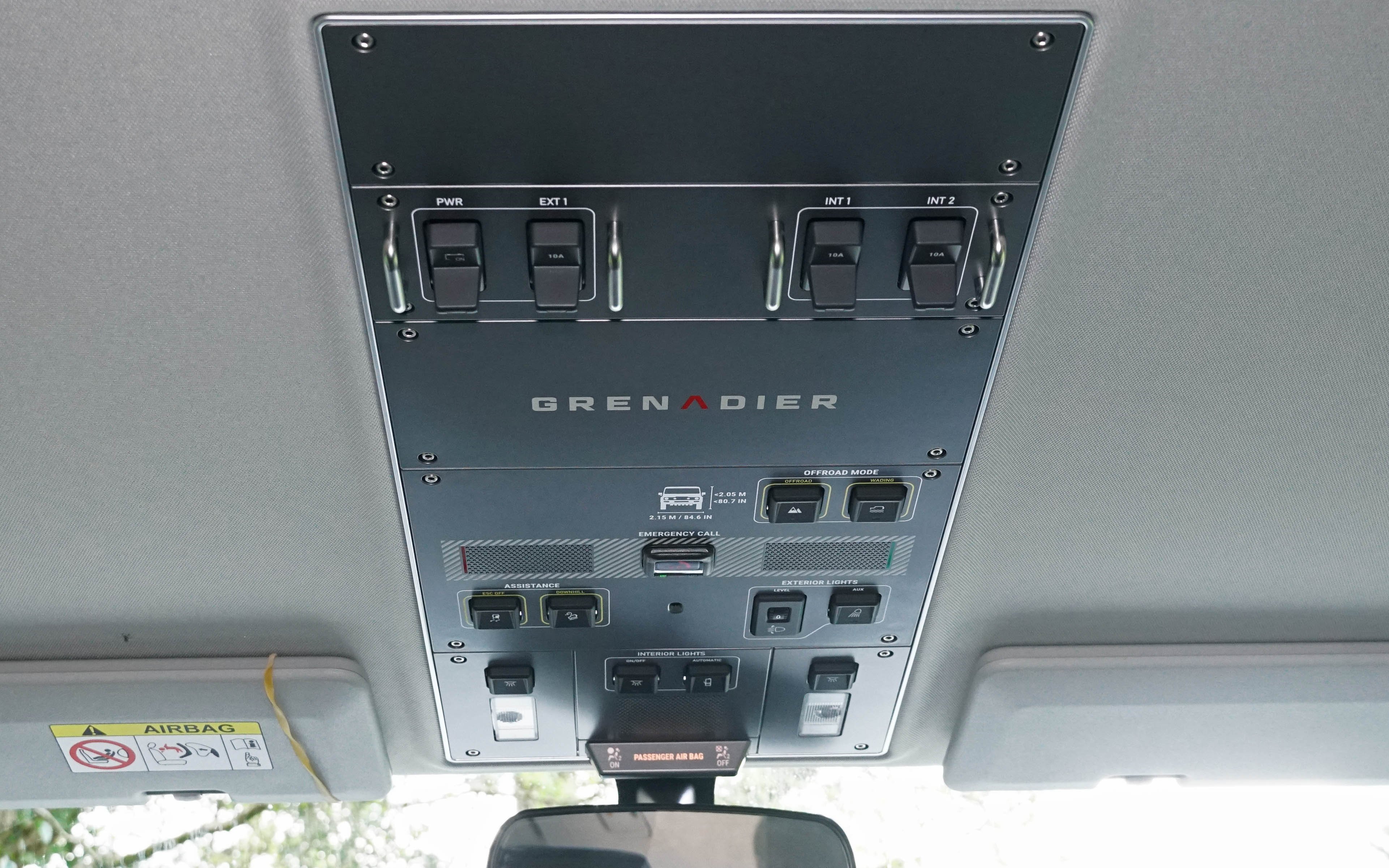 The overhead switch panel is pre-wired for auxiliaries and ancillaries