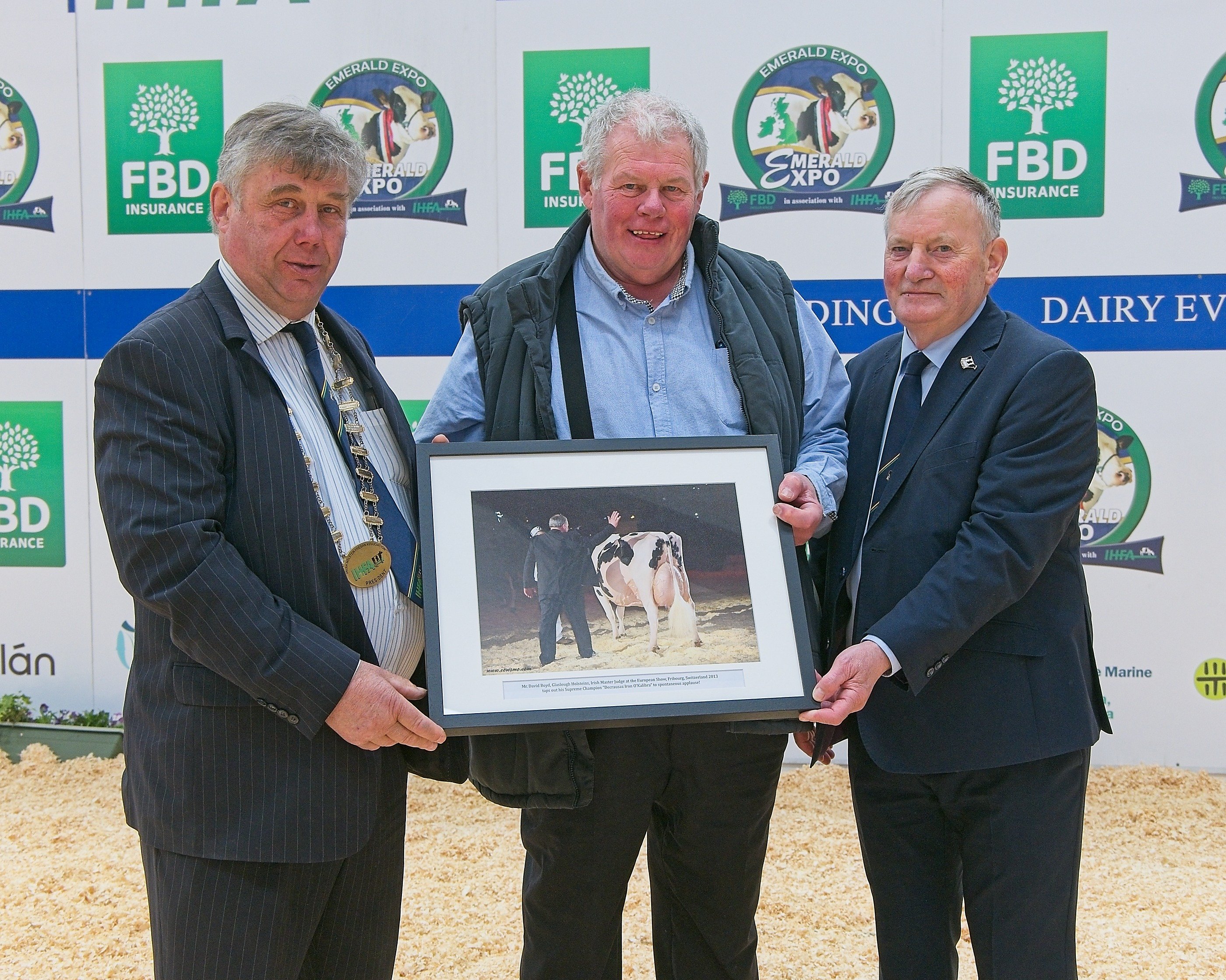Special presentation to David Boyd with Richard Hamilton IHFA President (left) and Richard Whelan, Emerald Expo Show Director (right)