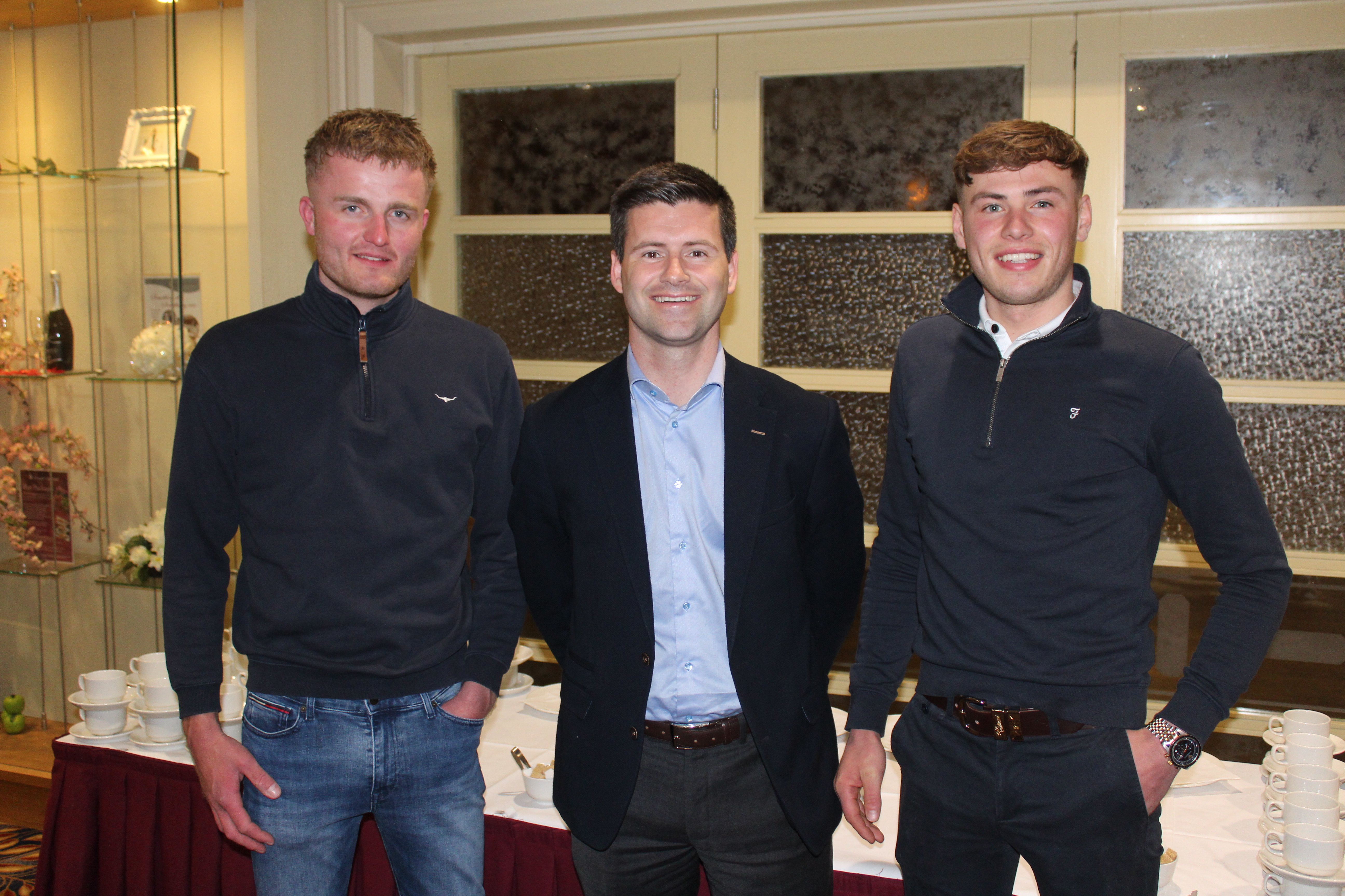 Attending the bTB meeting in Armagh, (l-r): Ross Irwin, Eglish; Jonny Buckley MLA and Jordan McLean, Donaghmore