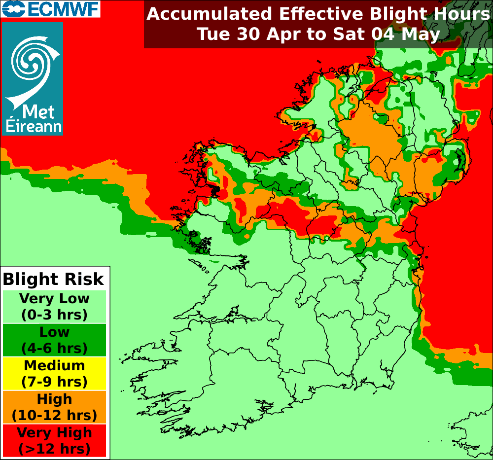Accumulated effective blight hours. Source: Met Éireann
