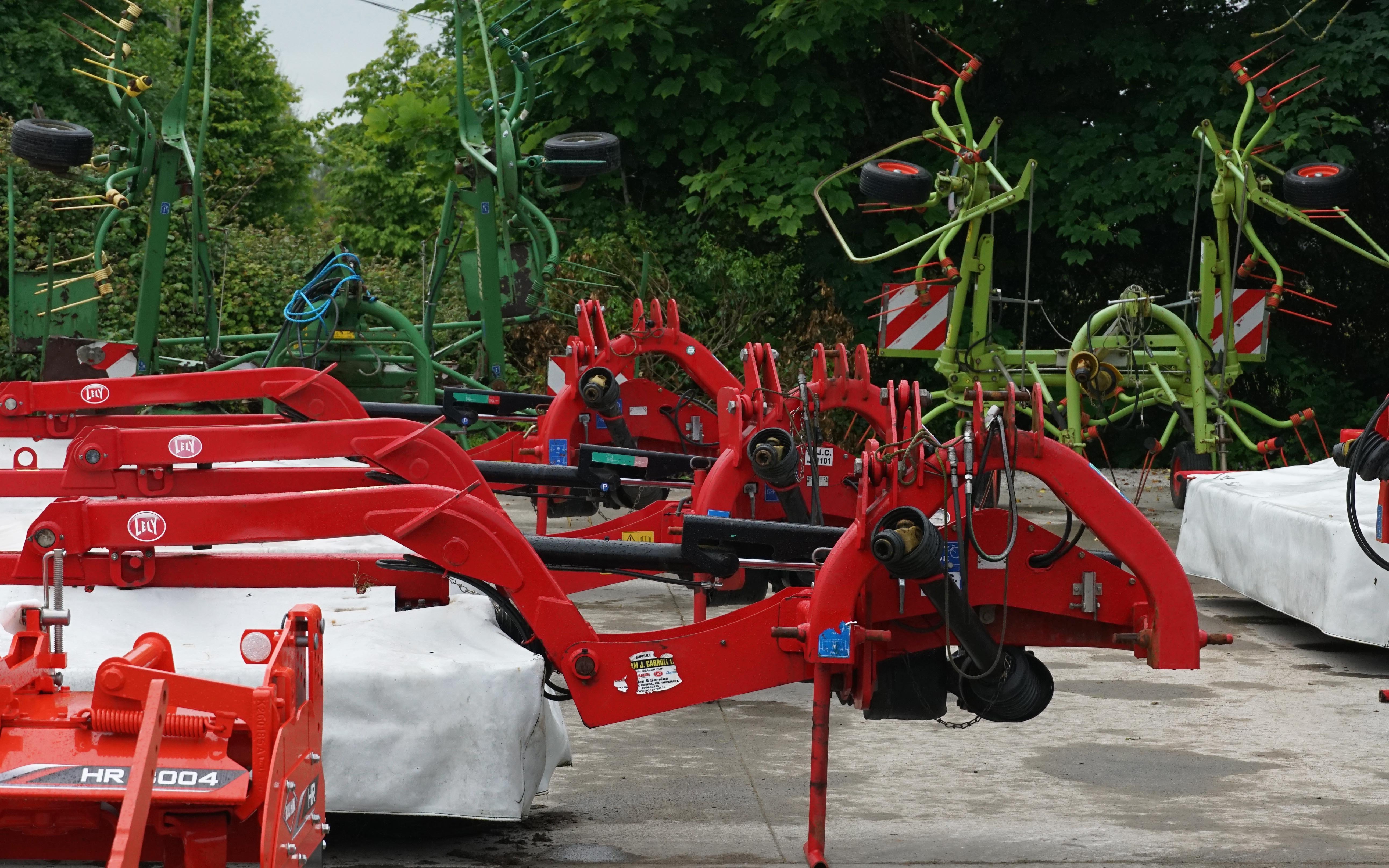 A selection of tidy Lely mowers ready to go awaited visitors to the event